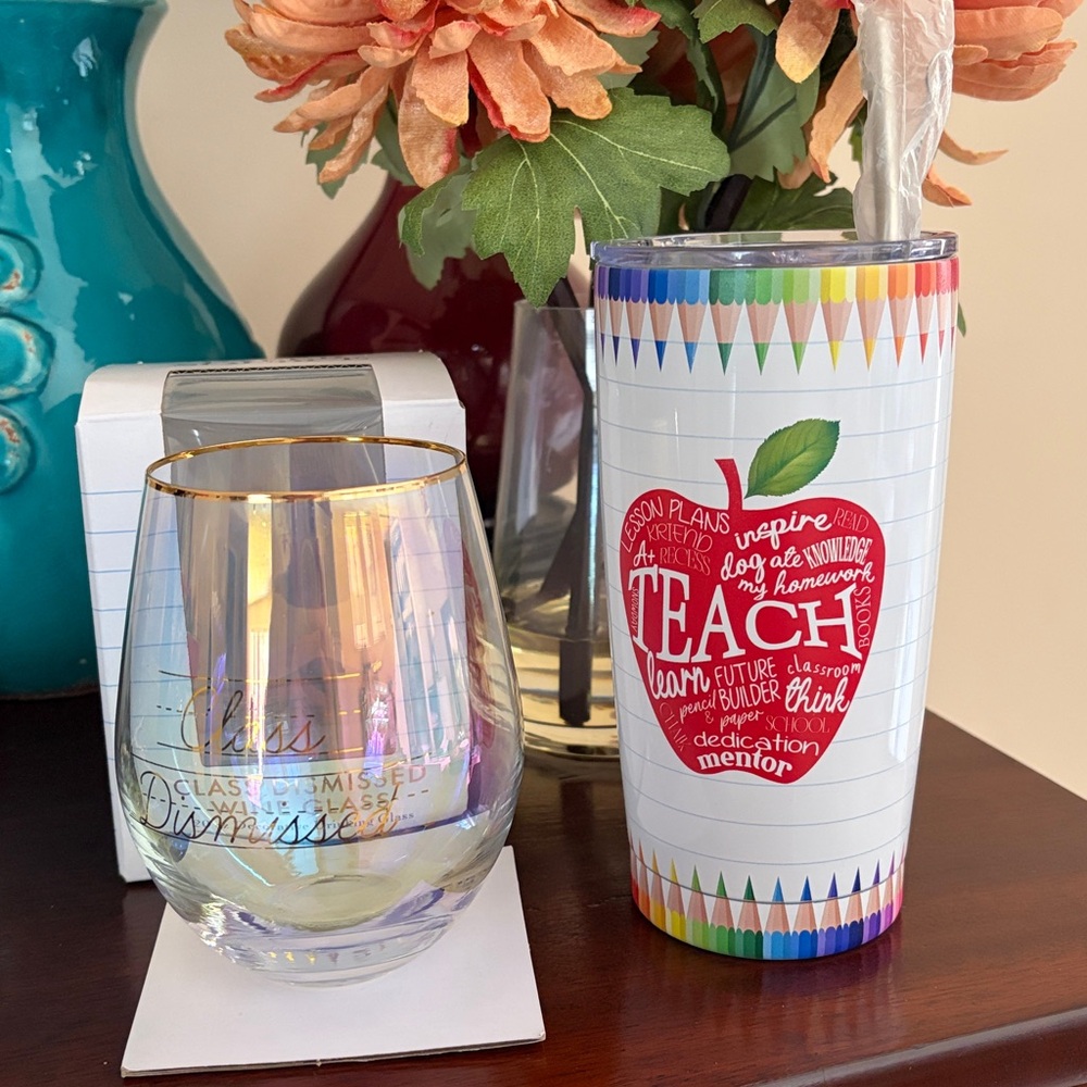 NWT Teacher’s “Water and Wine” bundle stainless steel tumbler and wine glass